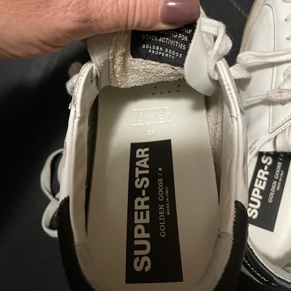 Golden Goose size 39 Superstar distressed glitter leather sneakers